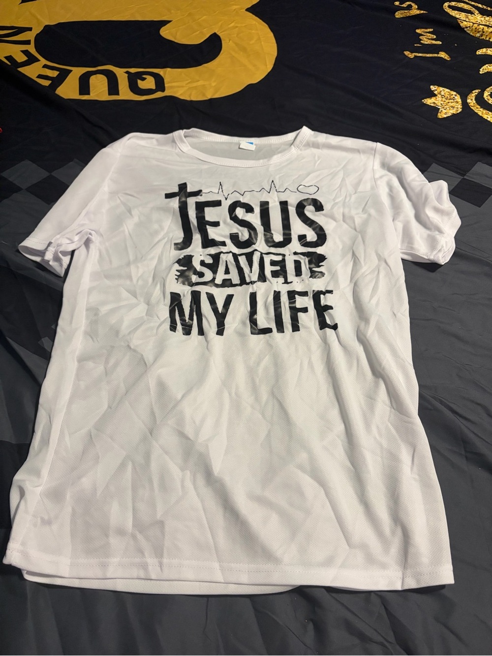 White "Jesus Saved My Life" Graphic Tee - Men's Faith Shirt